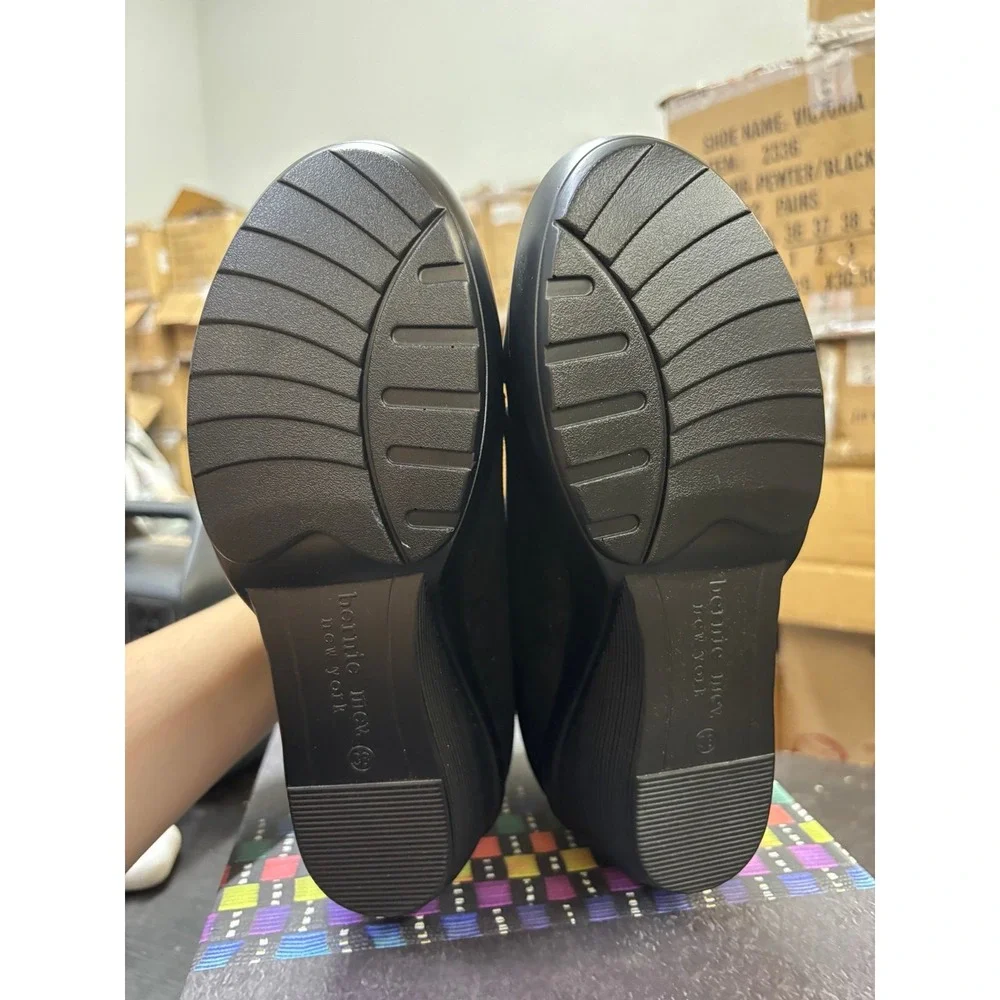 Bernie Mev Giggles Black Wedge Ankle Boots Size 38 US 7.5-8